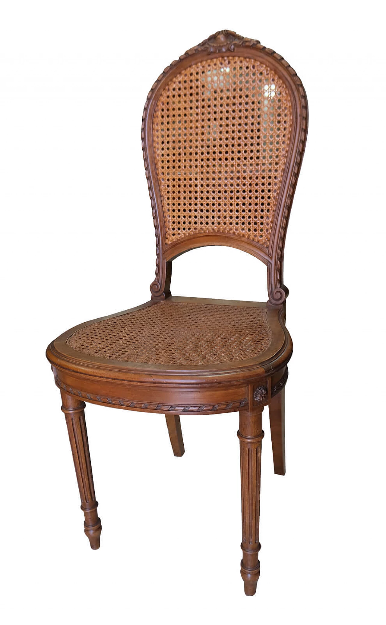 sedie in massello di noce e paglia di Vienna, '800 intOndo