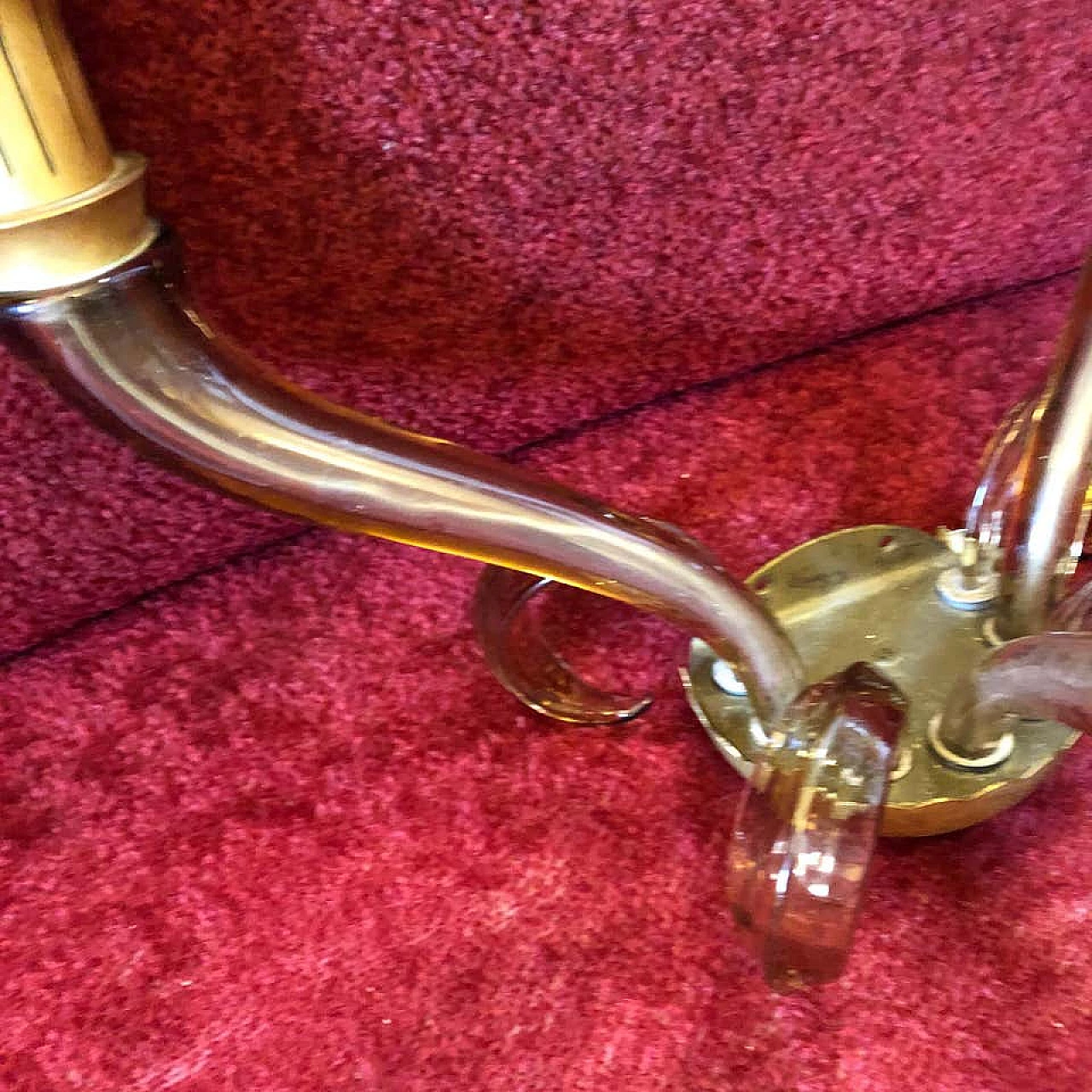 Pair of italian Murano glass and brass wall sconces by Barovier, 60s 1161770