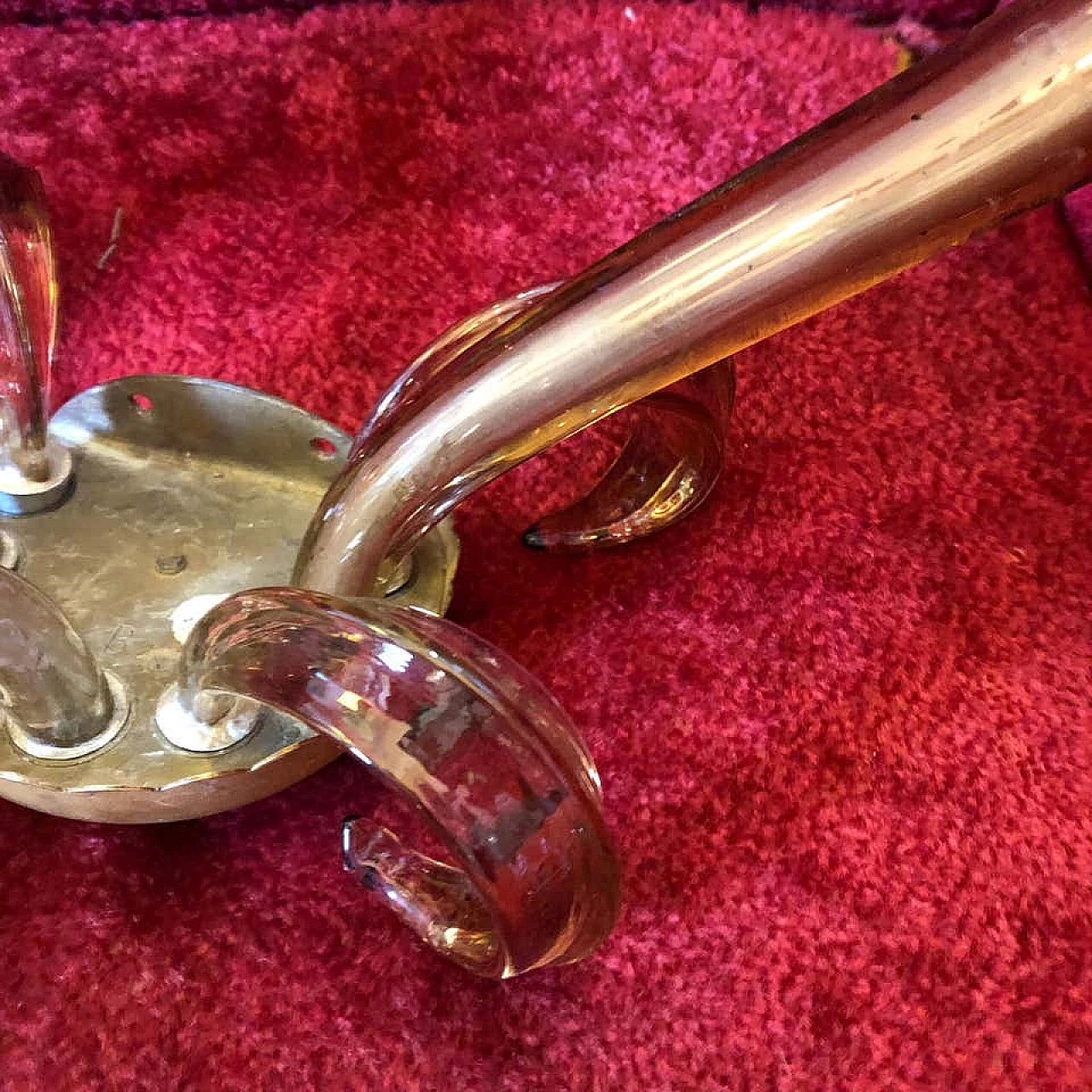 Pair of italian Murano glass and brass wall sconces by Barovier, 60s 1161778