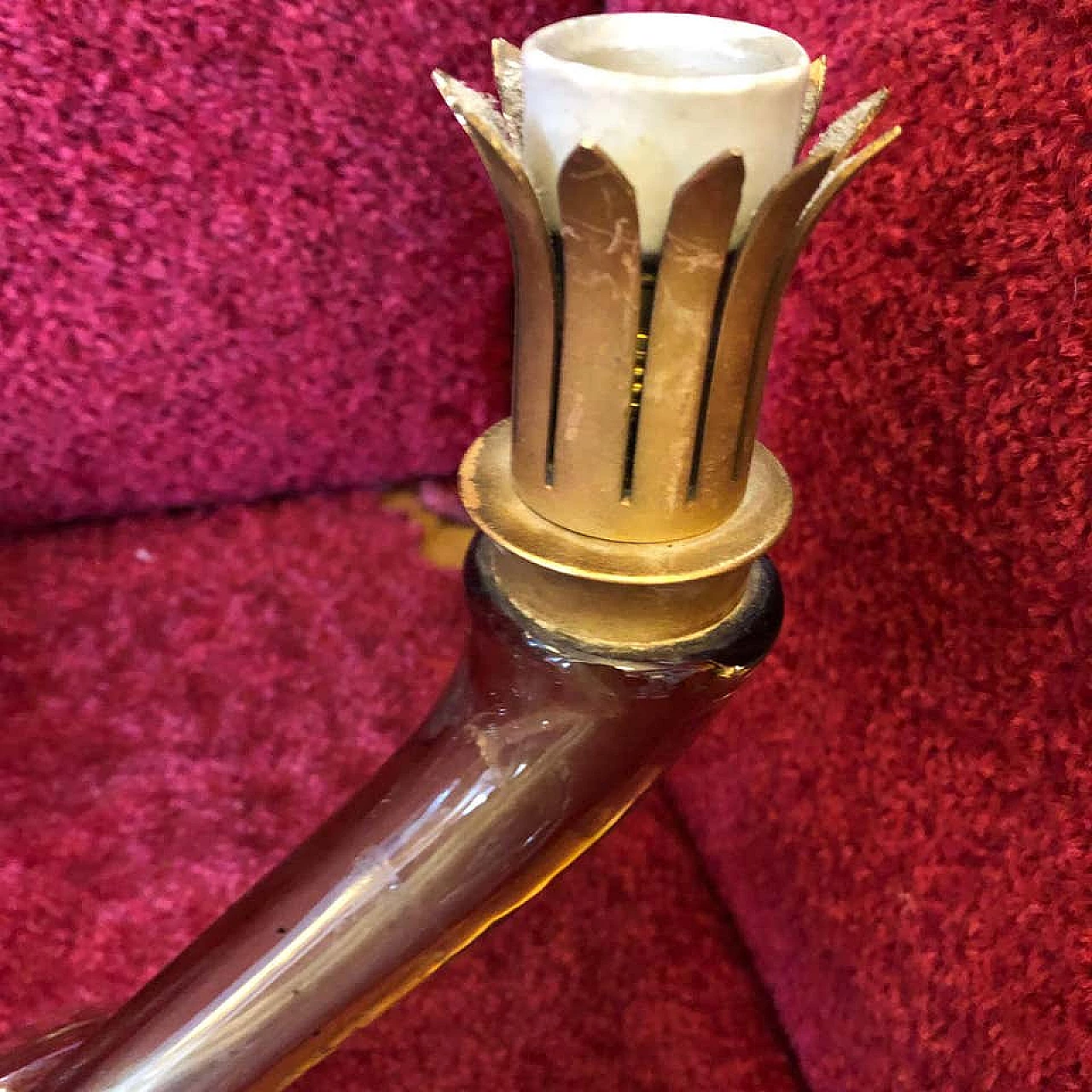 Pair of italian Murano glass and brass wall sconces by Barovier, 60s 1161779