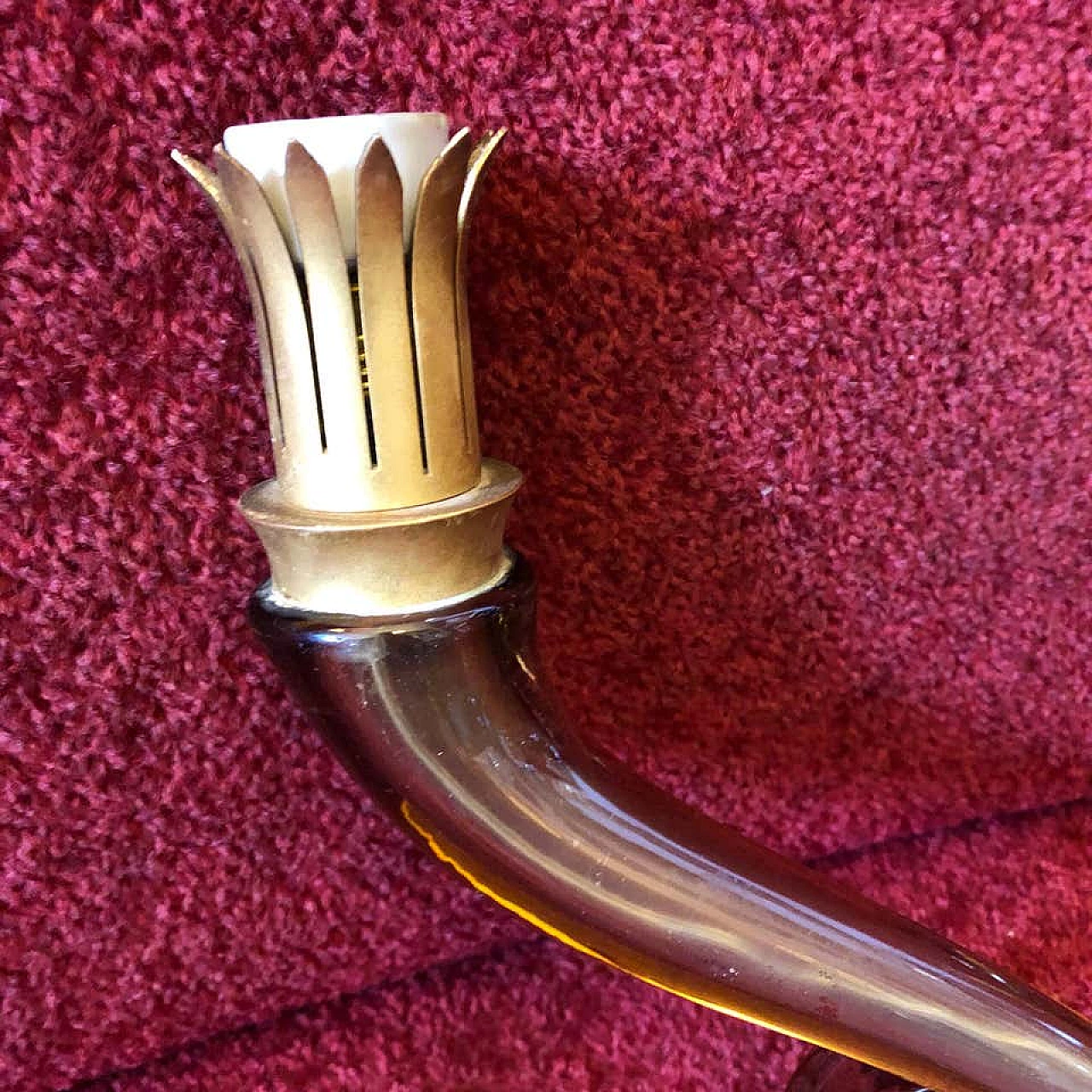 Pair of italian Murano glass and brass wall sconces by Barovier, 60s 1161782