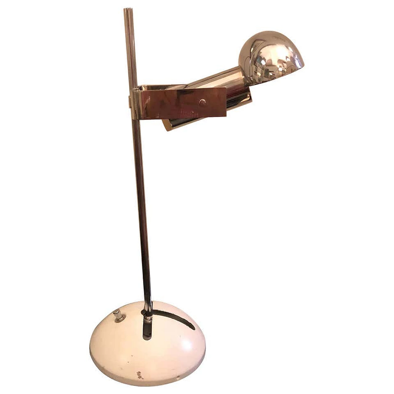 Table lamp in steel and white metal T395 by Robert Sonneman for Luci Milano, 70s 1161785