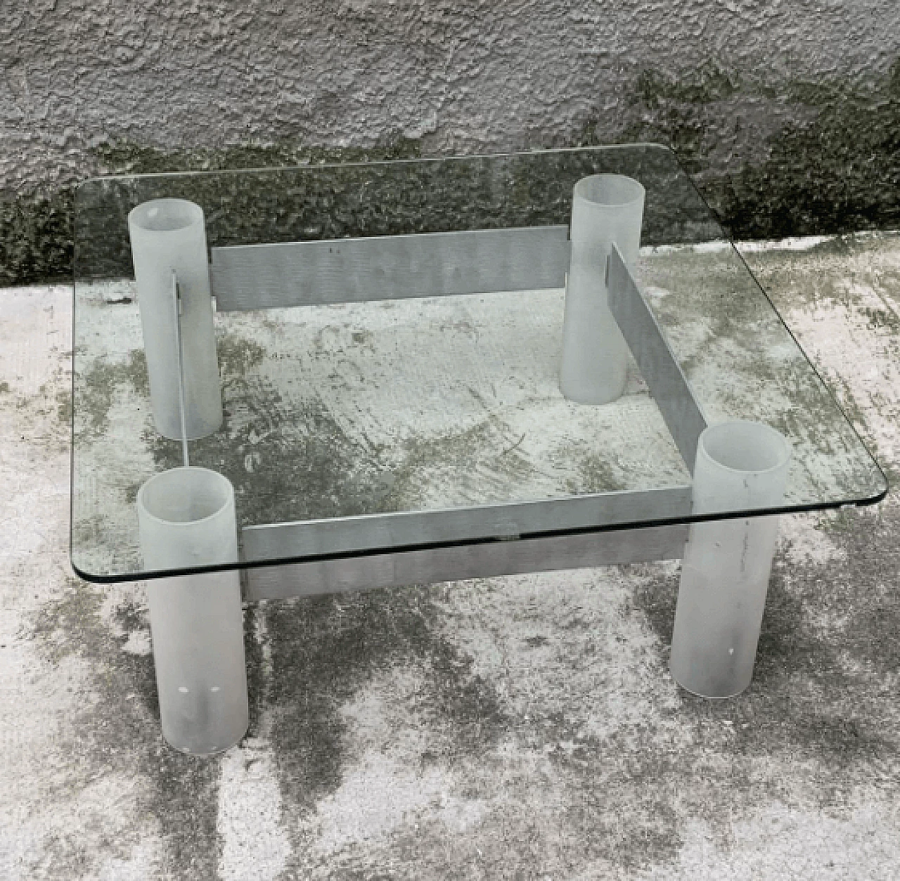 Italian coffee table in plexiglass and aluminium, 70s 1161928