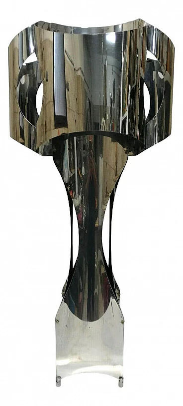 Lampada da terra scultura in acciaio di Francois Monnet Sonneman, anni '70