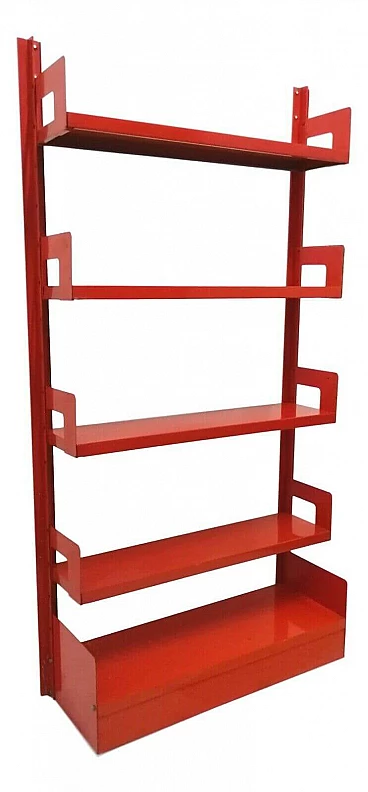 Red metal bookcase Congresso di Lips Vago, 60s