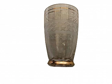 6 Bicchieri in vetro con bordo dorato, anni '50