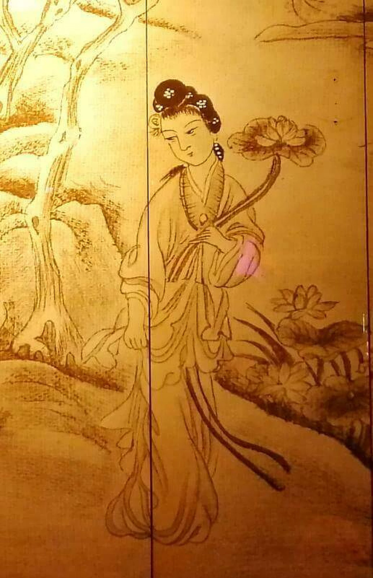 Oriental wood panel with geishe, 50s 1162383