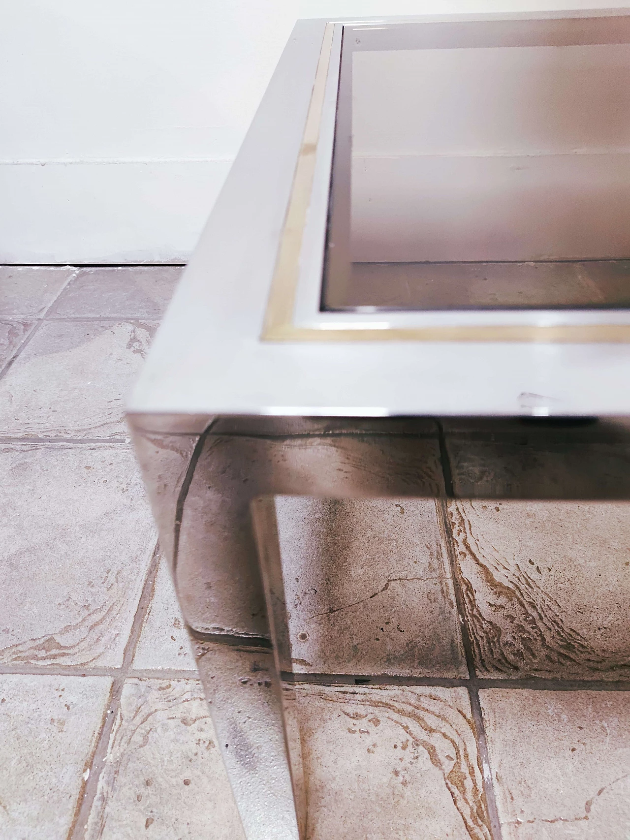 Tavolino in acciaio e ottone Romeo Rega 1162468