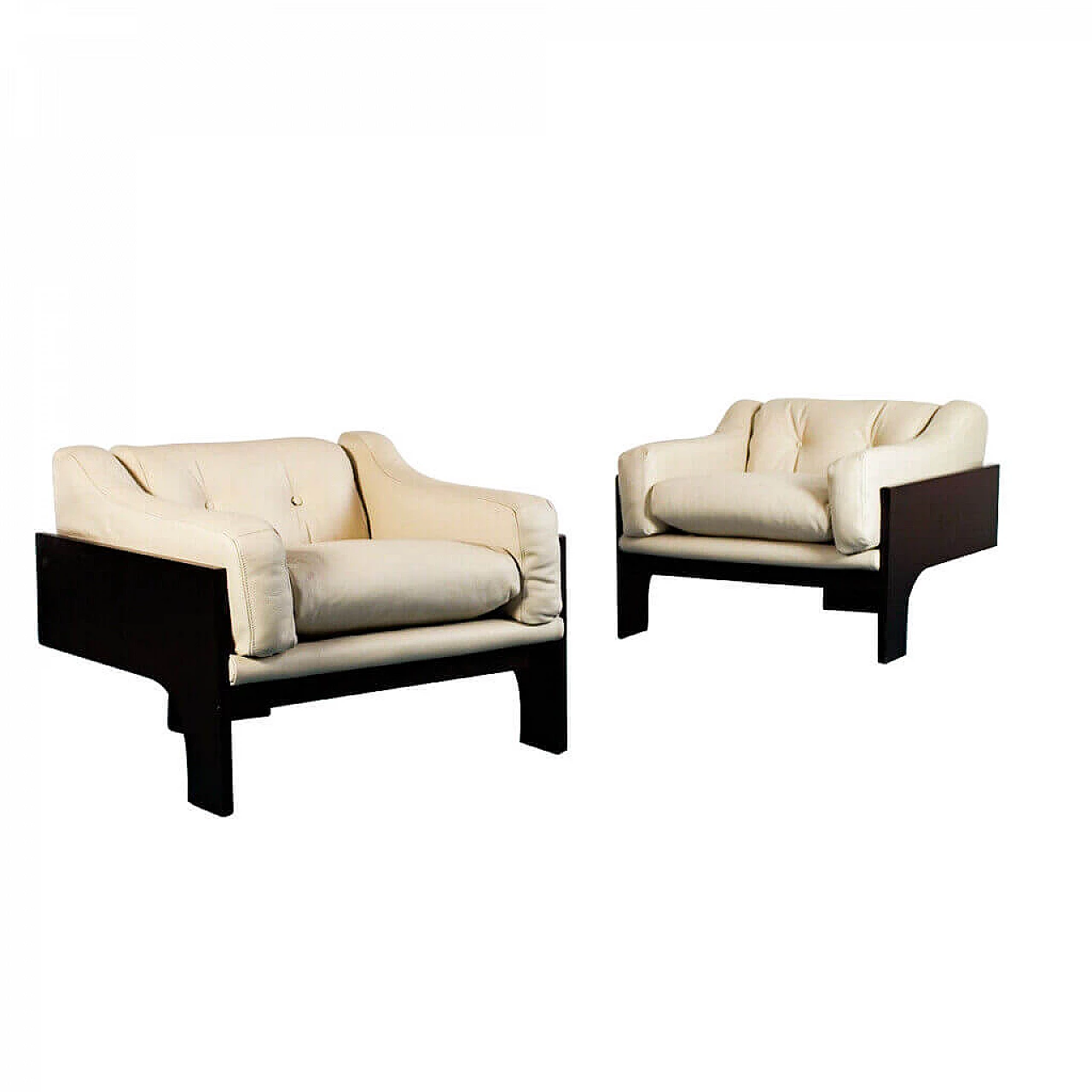 Pair of Oriolo leather armchairs by Claudio Salocchi for Sormani, 70's 1162652