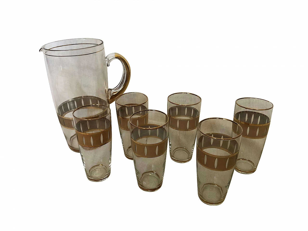 Pitcher and glasses with gilded decoration, 50s 1162748
