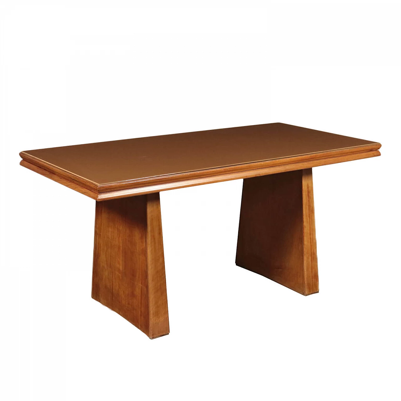 Tavolo in legno con piano in vetro, anni '40 1162873
