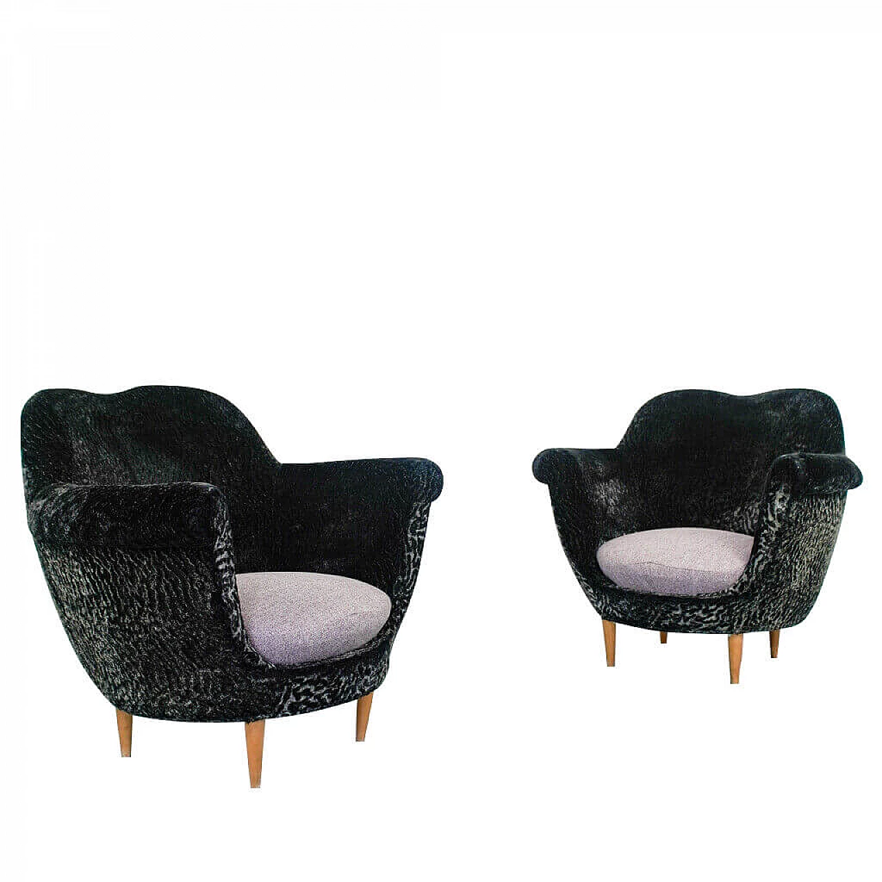 Pair of velvet armchairs by Federico Munari, 1950s 1163103