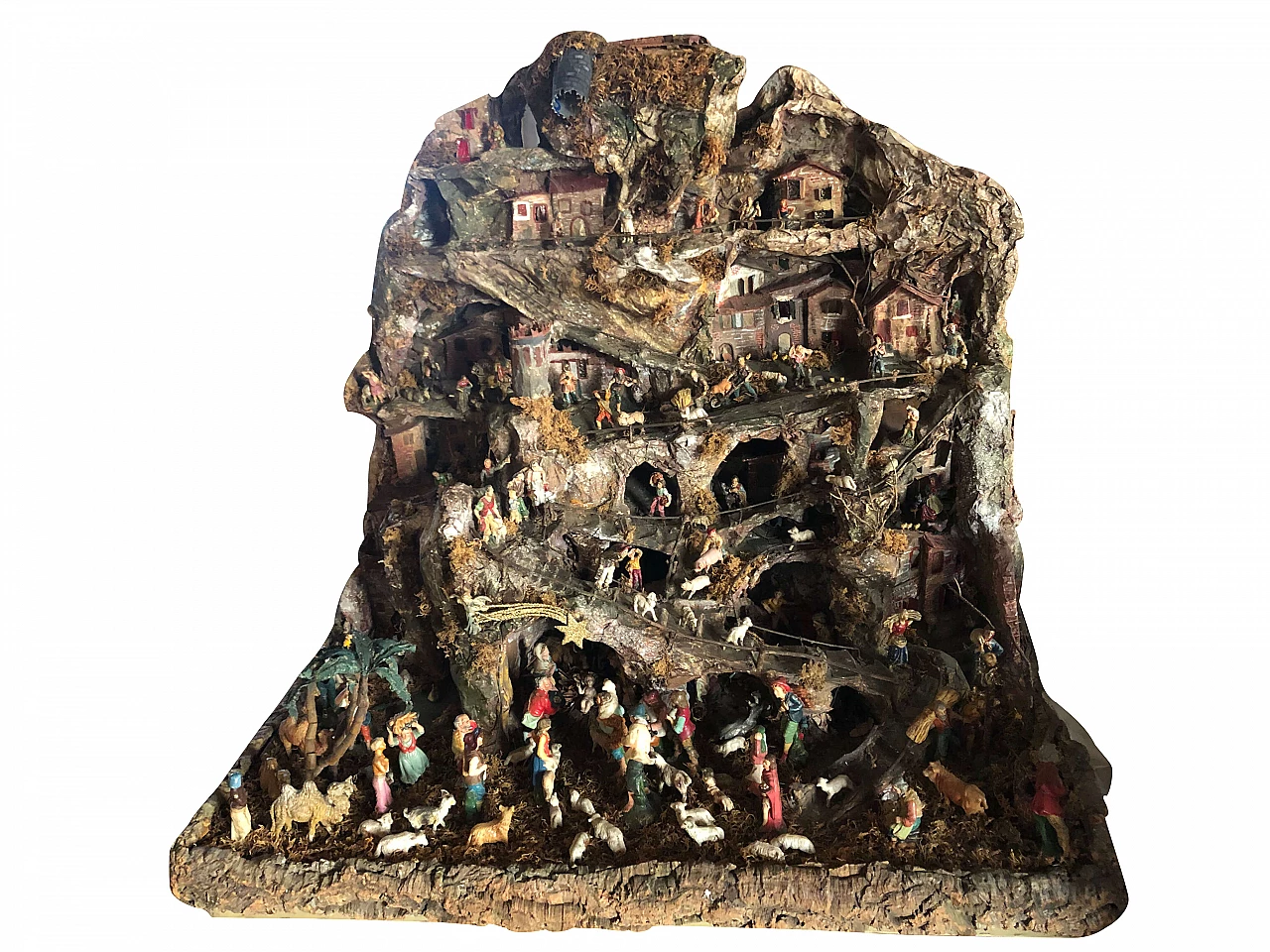 Nativity scene of Neapolitan origin in papier-mâché and figurines, 1960s 1163109