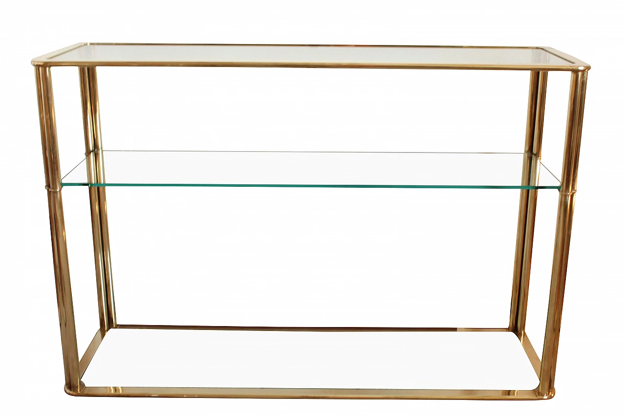 Consolle in ottone e cristallo di Broggi, anni '70 1163131