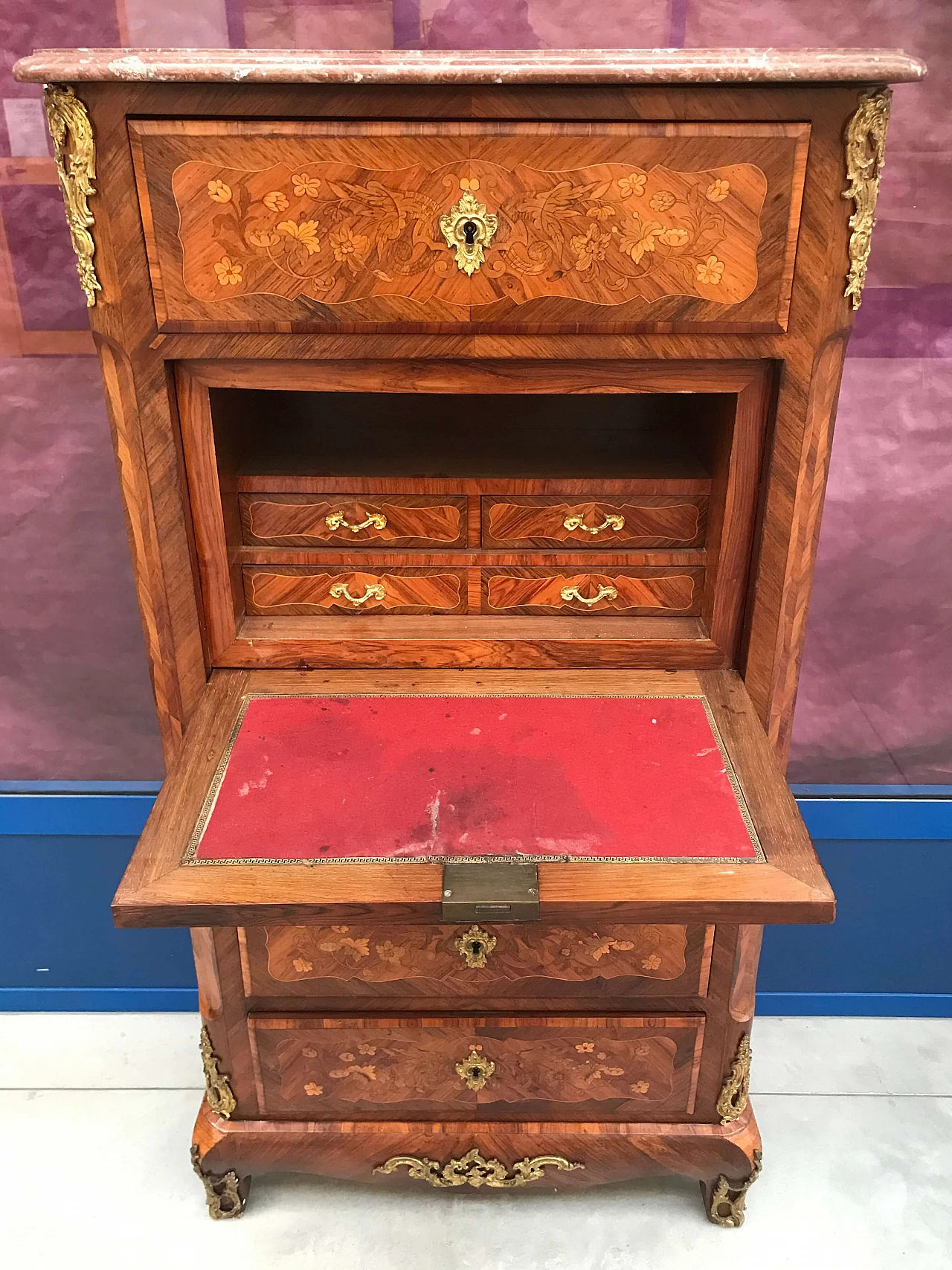 Secretaire paved and inlaid with bronzes, Napoleon III, 19th century 1163435