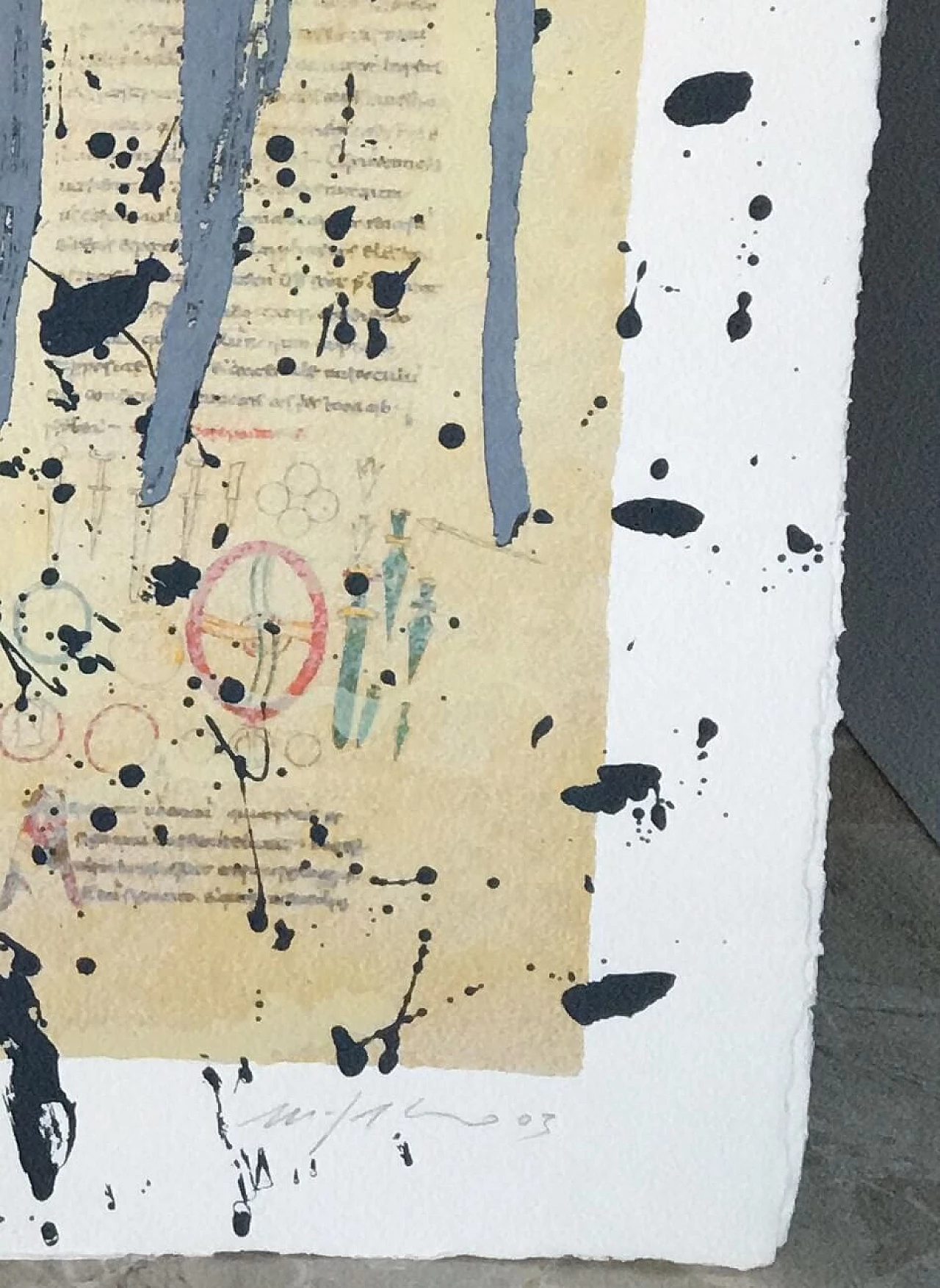 Etching, serigraphy and collage De Universo by Domenico Paladino, 2000 1163445