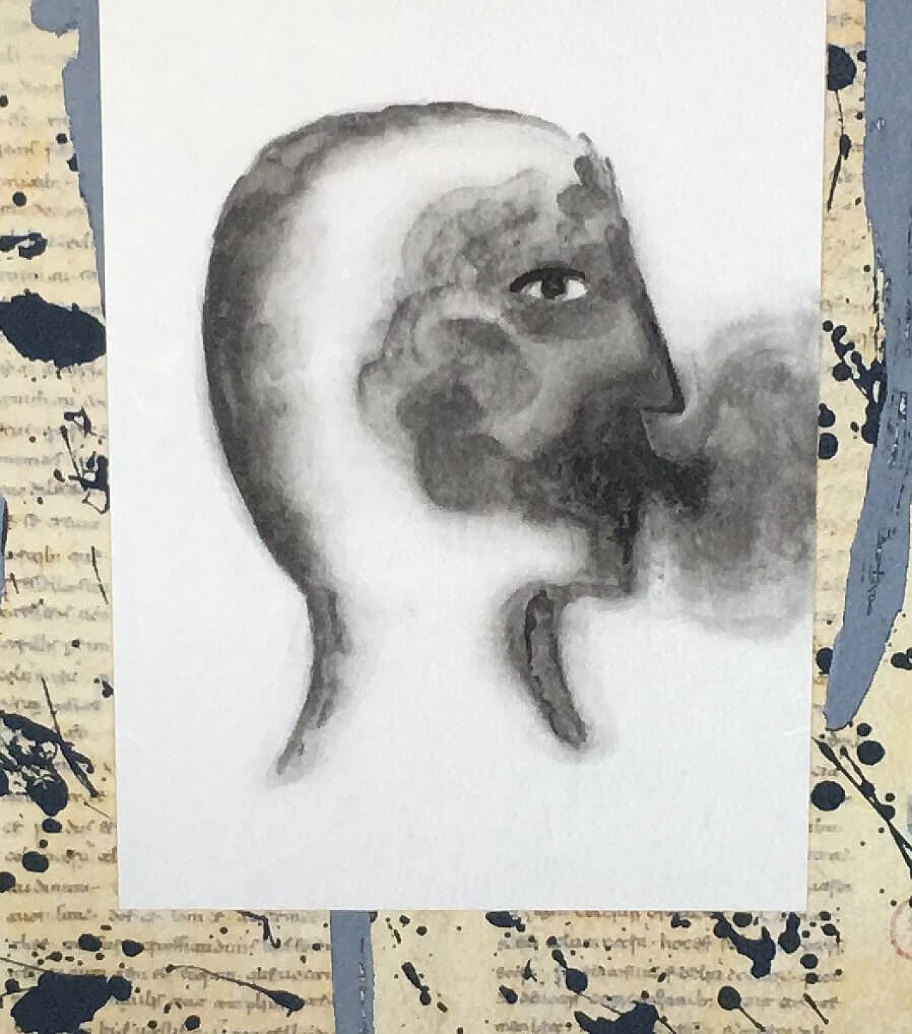 Etching, serigraphy and collage De Universo by Domenico Paladino, 2000 1163446