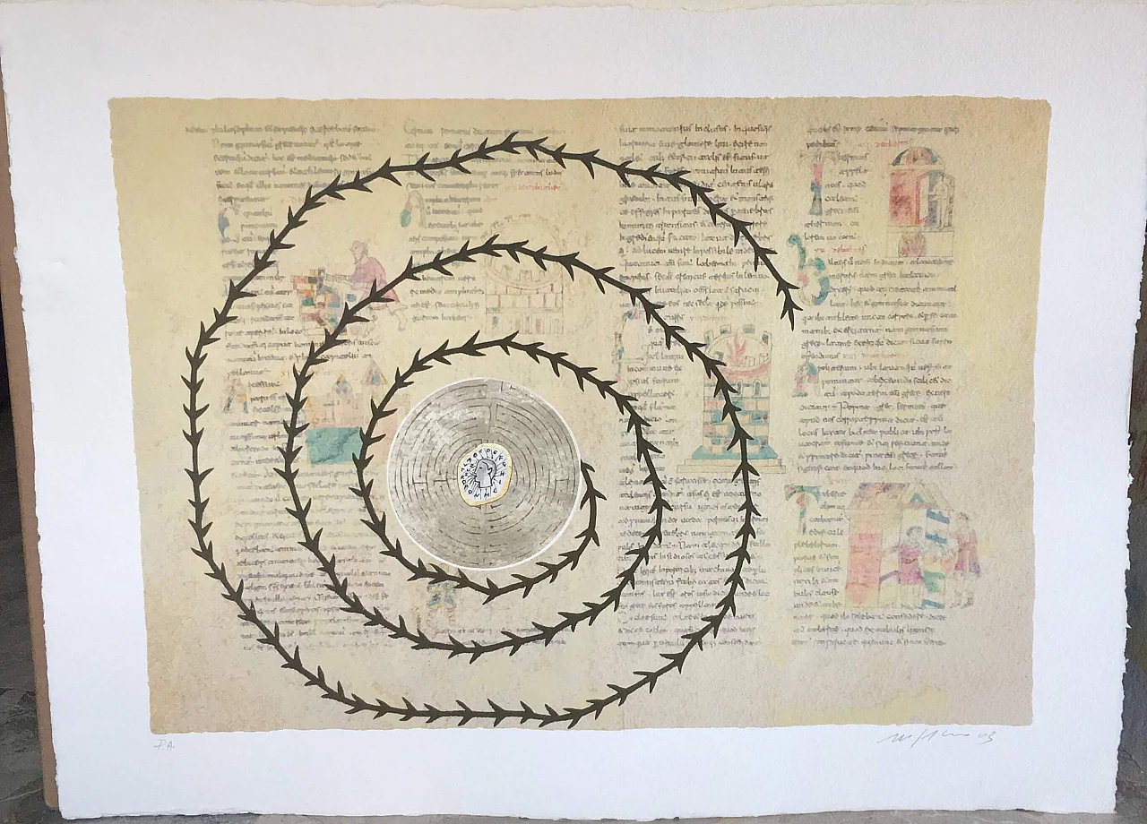 Acquaforte, serigrafia e collage De Universo di Domenico Paladino, 2000 1163472