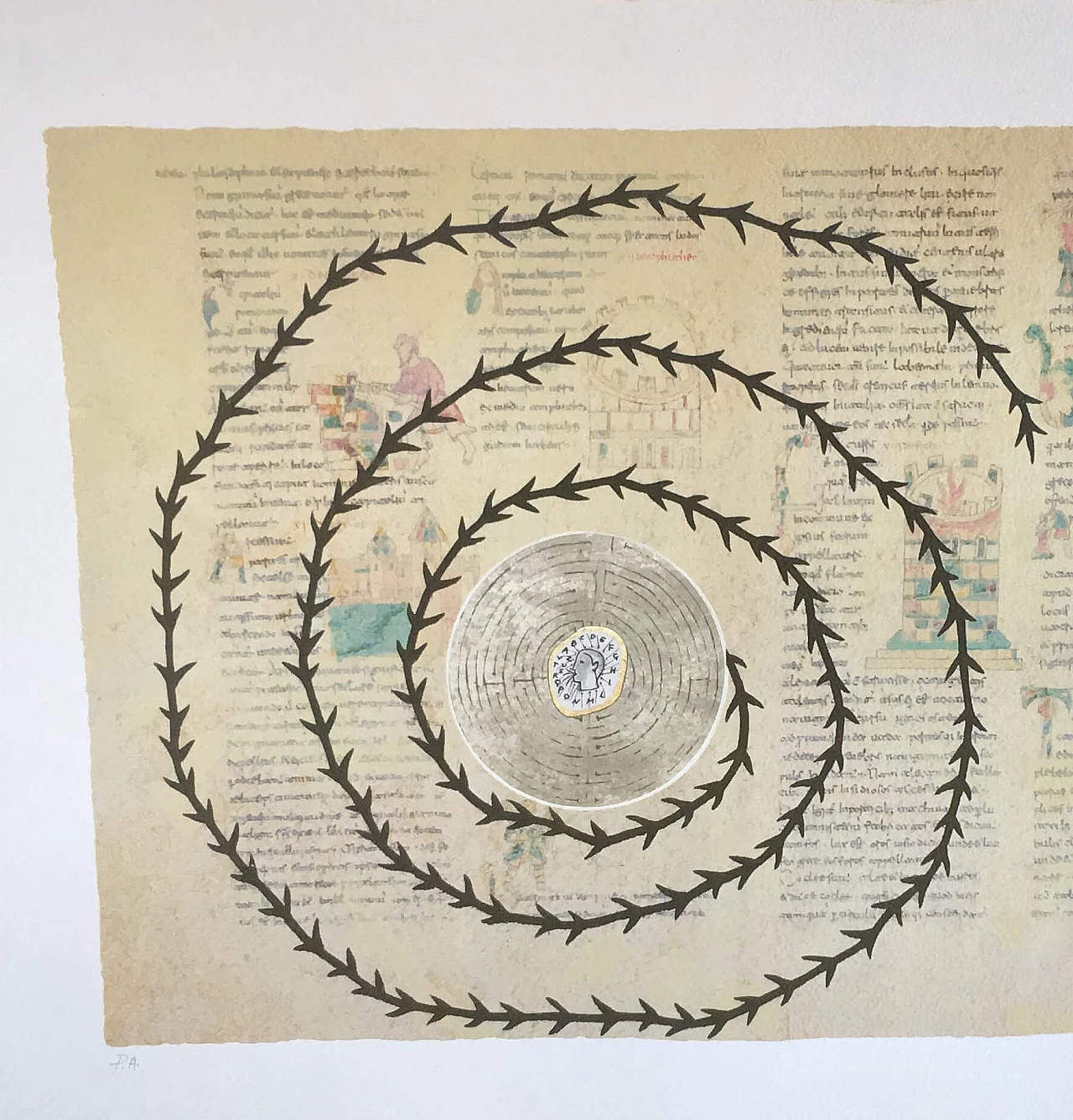 Acquaforte, serigrafia e collage De Universo di Domenico Paladino, 2000 1163473