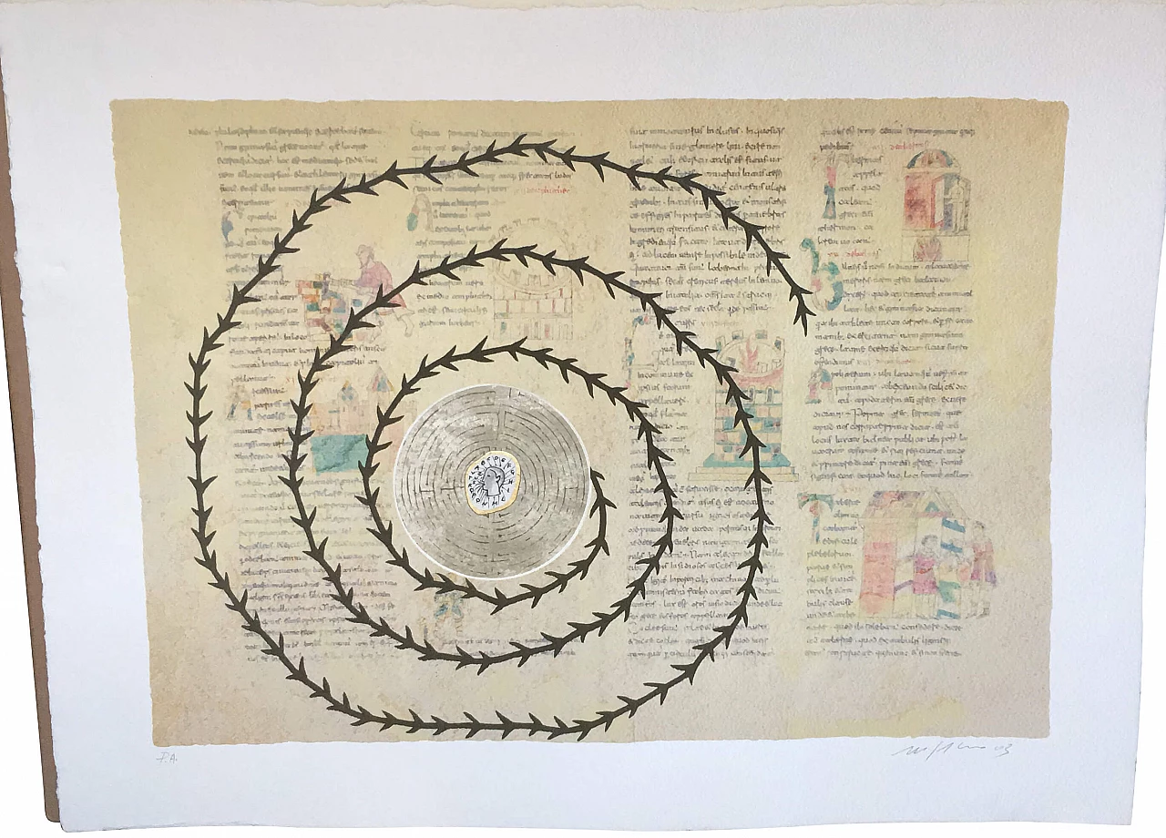 Acquaforte, serigrafia e collage De Universo di Domenico Paladino, 2000 1163564