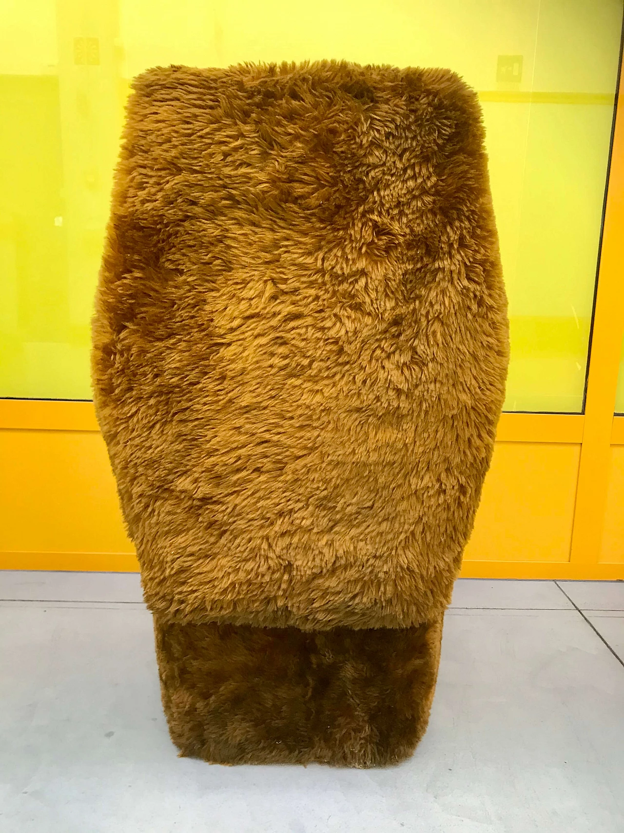 Pouf multifunzionale in pelo di floccato con contenitore e scala interna, anni’70 1163677