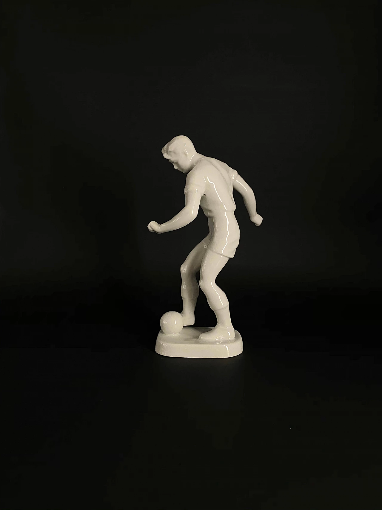 Antique Football player porcelain figure by Hollóháza, 40s 1163816