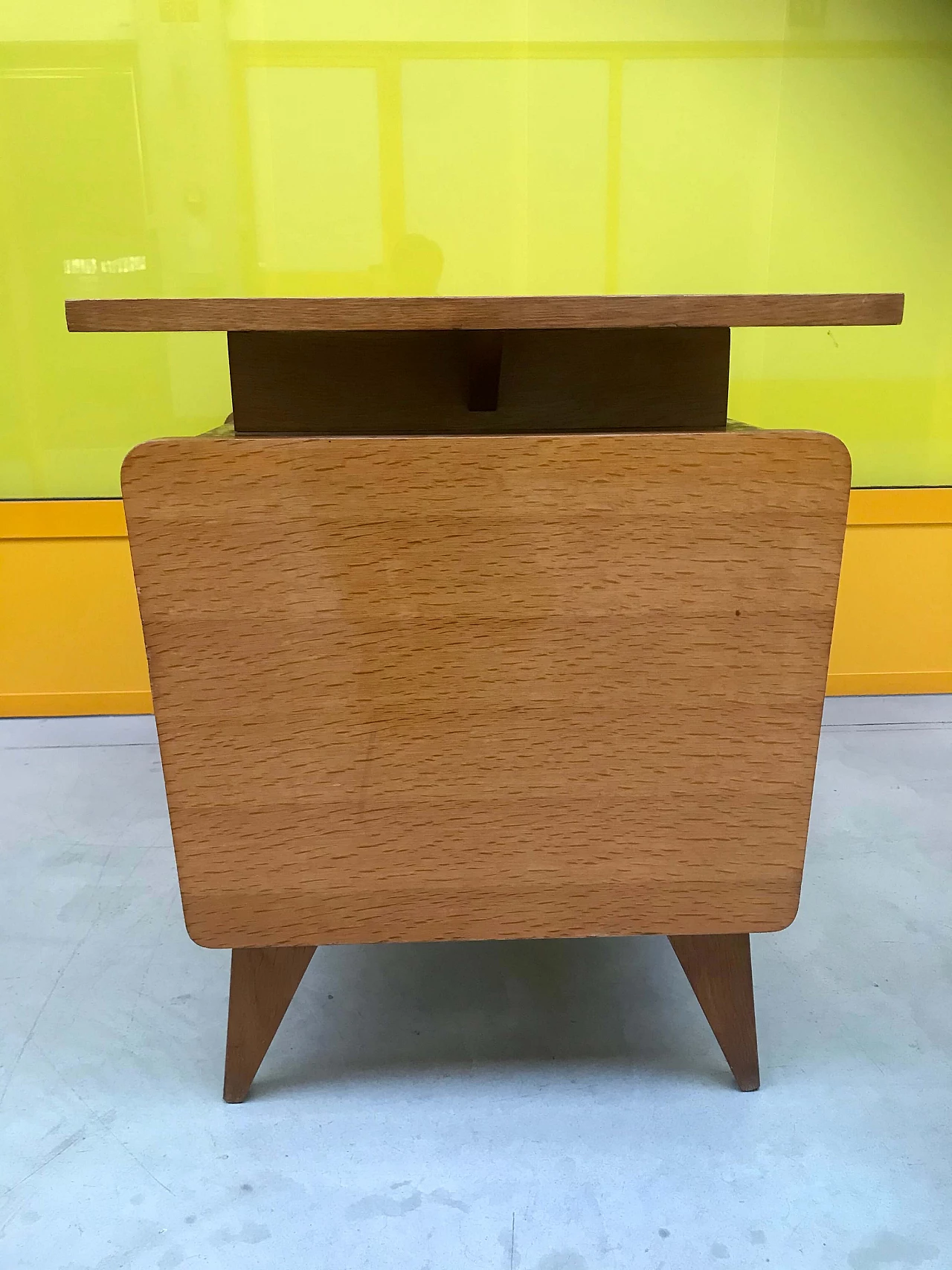 Italian light brown desk with movable top and drawers, 60s 1163833