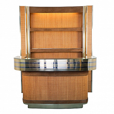Brass and wicker bar cabinet by Willy Rizzo, 60s