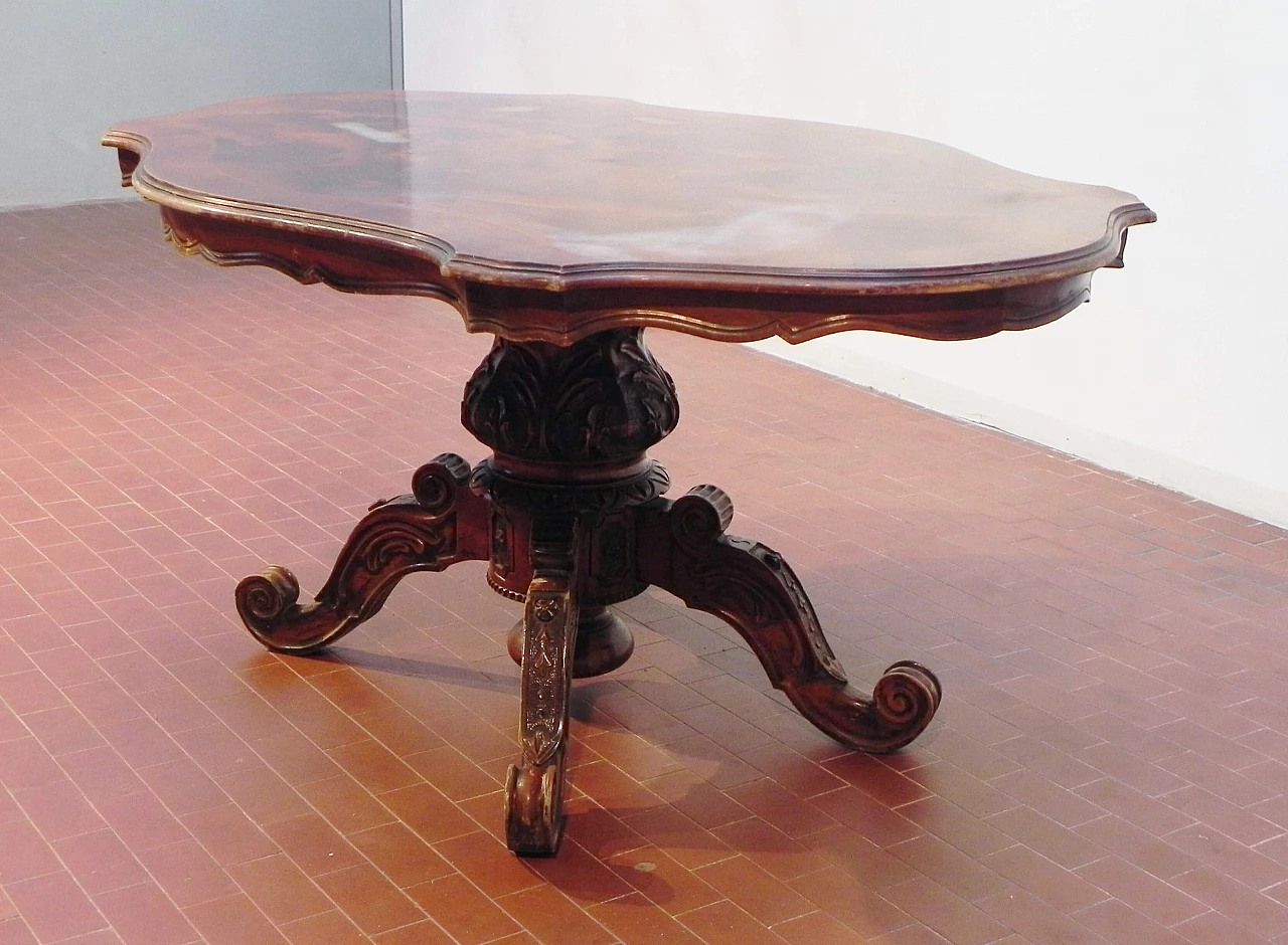 French table in walnut briar, Baroque style, 19th century 1164315