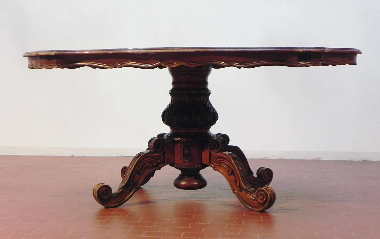 French table in walnut briar, Baroque style, 19th century 1164316