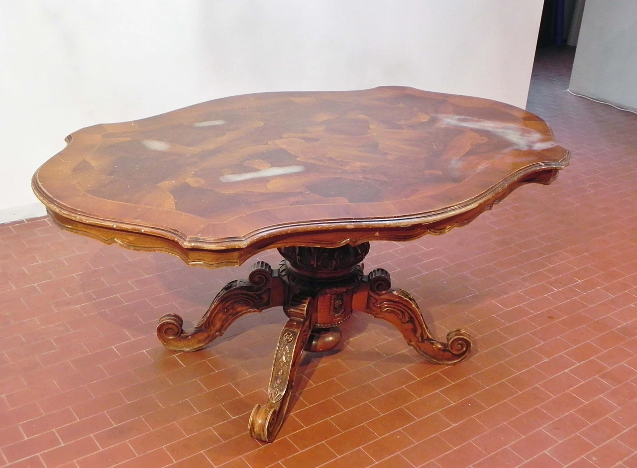 French table in walnut briar, Baroque style, 19th century 1164318