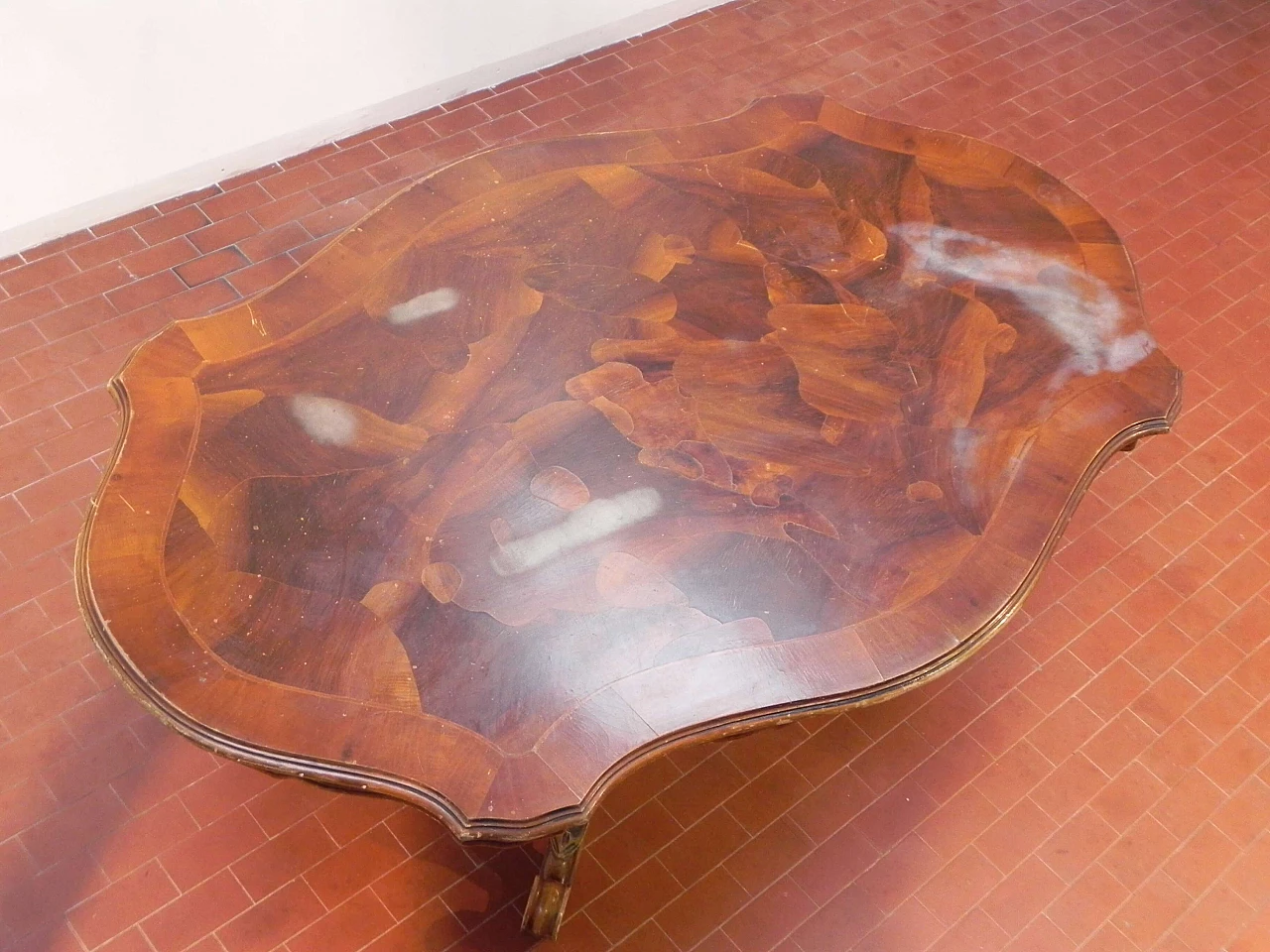 French table in walnut briar, Baroque style, 19th century 1164319