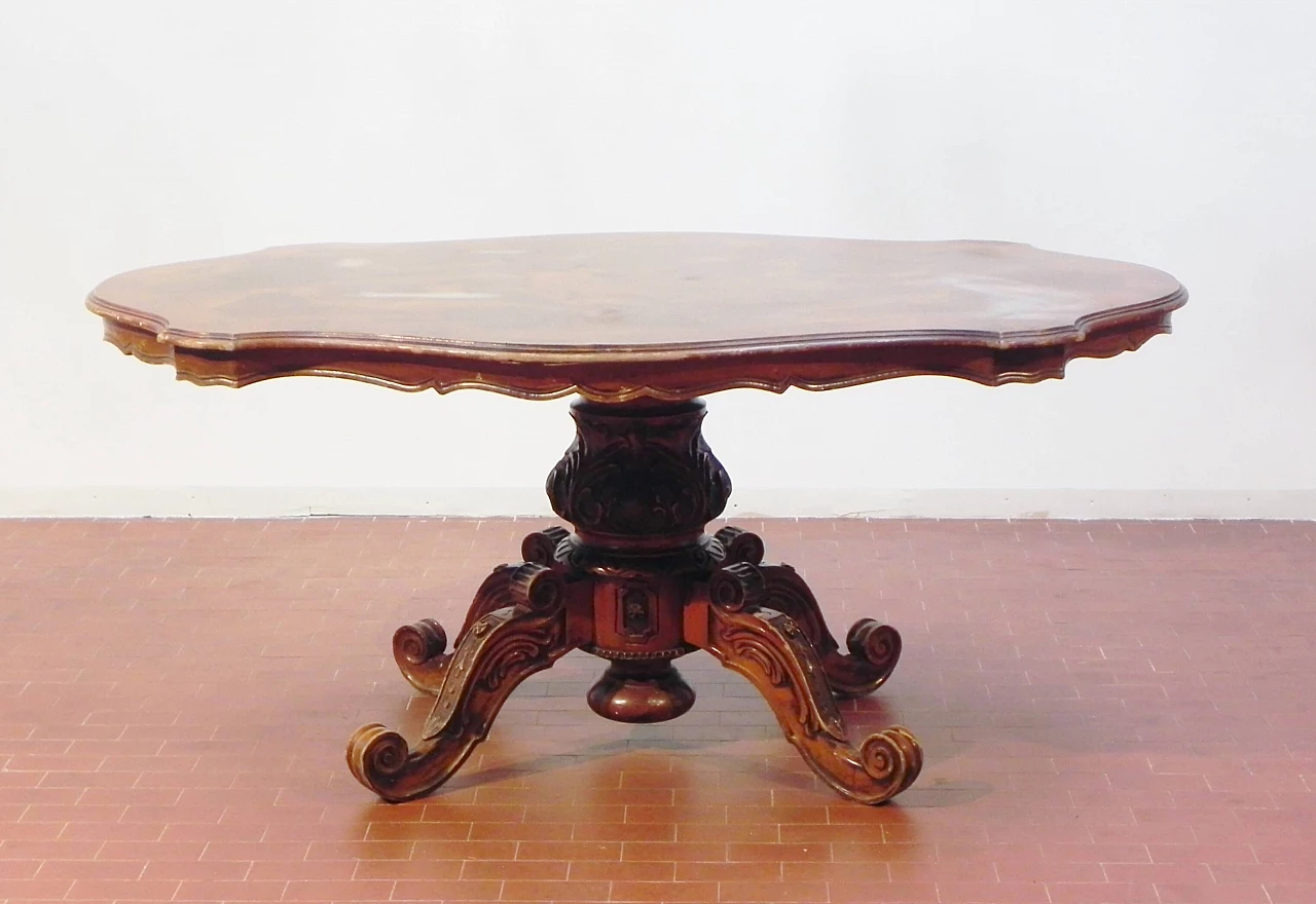 French table in walnut briar, Baroque style, 19th century 1164320