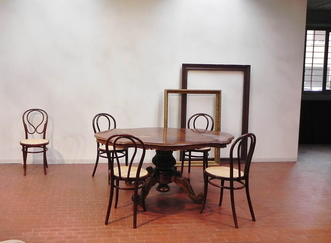 French table in walnut briar, Baroque style, 19th century 1164321