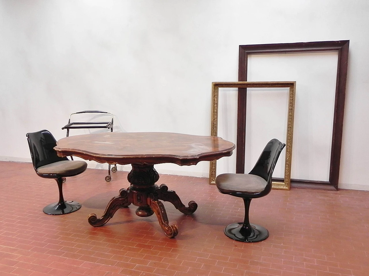 French table in walnut briar, Baroque style, 19th century 1164323