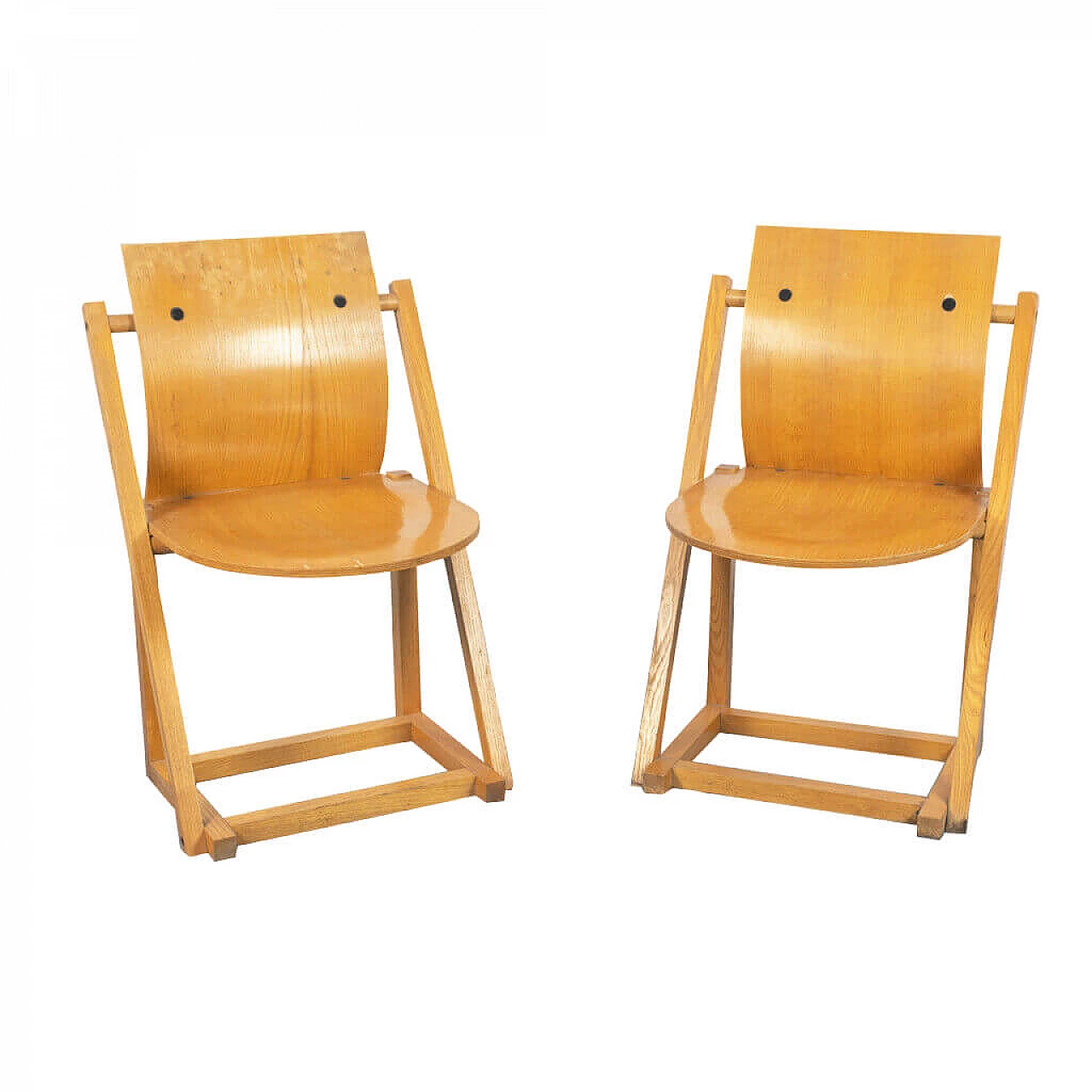 Pair of Scandinavian folding chairs, 70's 1164352