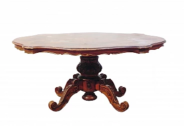 French table in walnut briar, Baroque style, 19th century