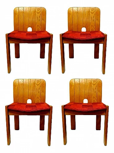 4 Design wooden chairs, 70s