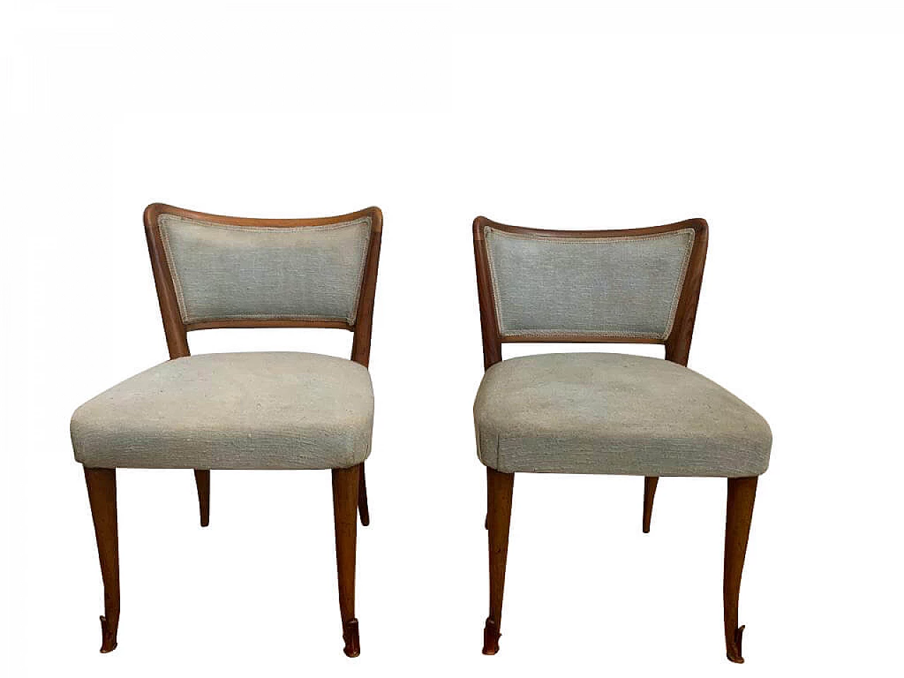 Pair of walnut armchairs with bronze elements, 1950's 1164605