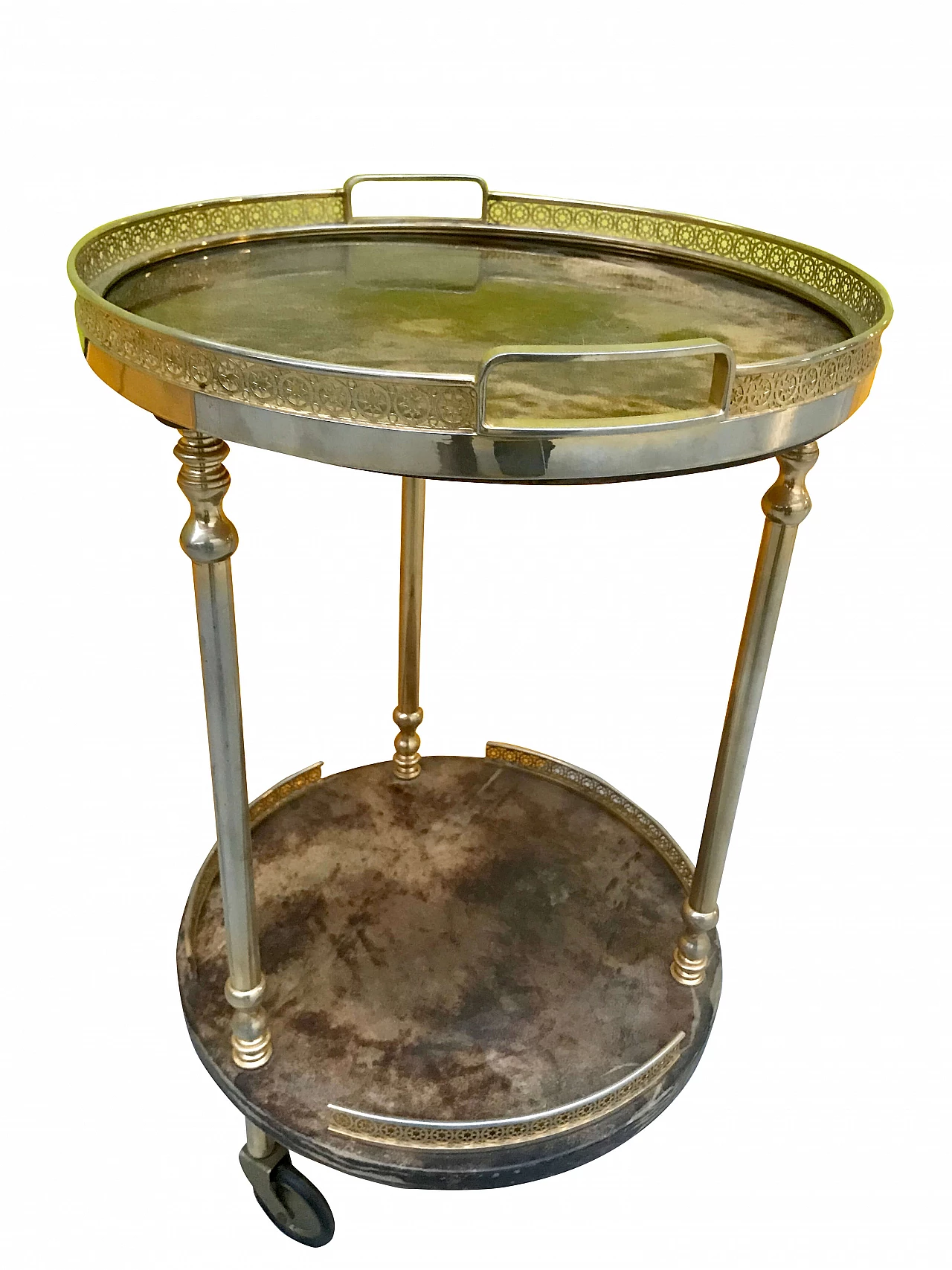 Aldo Tura's bar trolley in parchment and golden brass 1164611