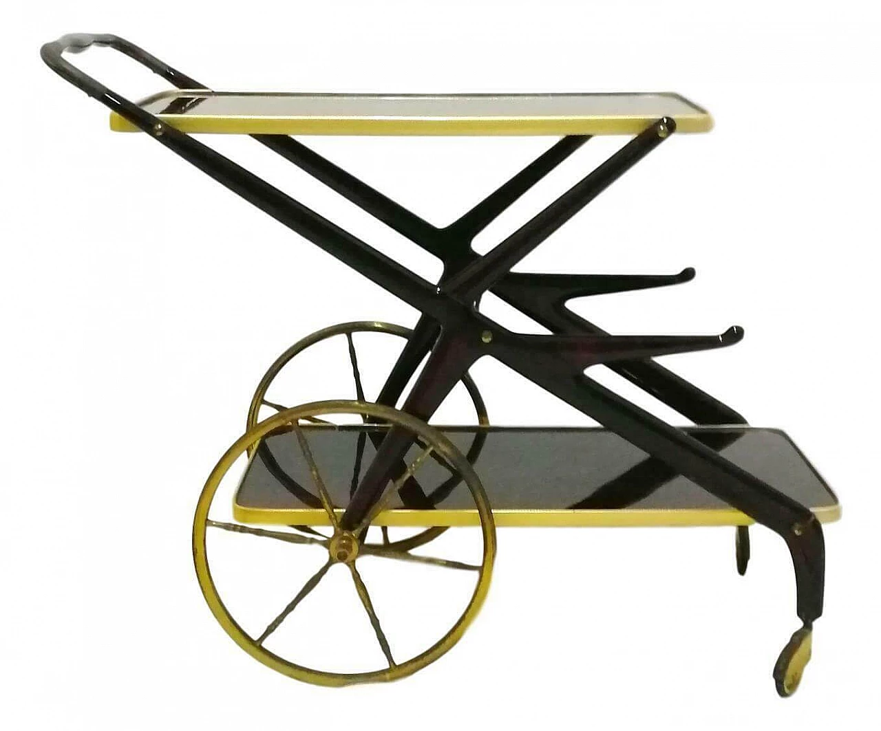 Bar trolley in brass and wood by Cesare Lacca, 1960s 1164676