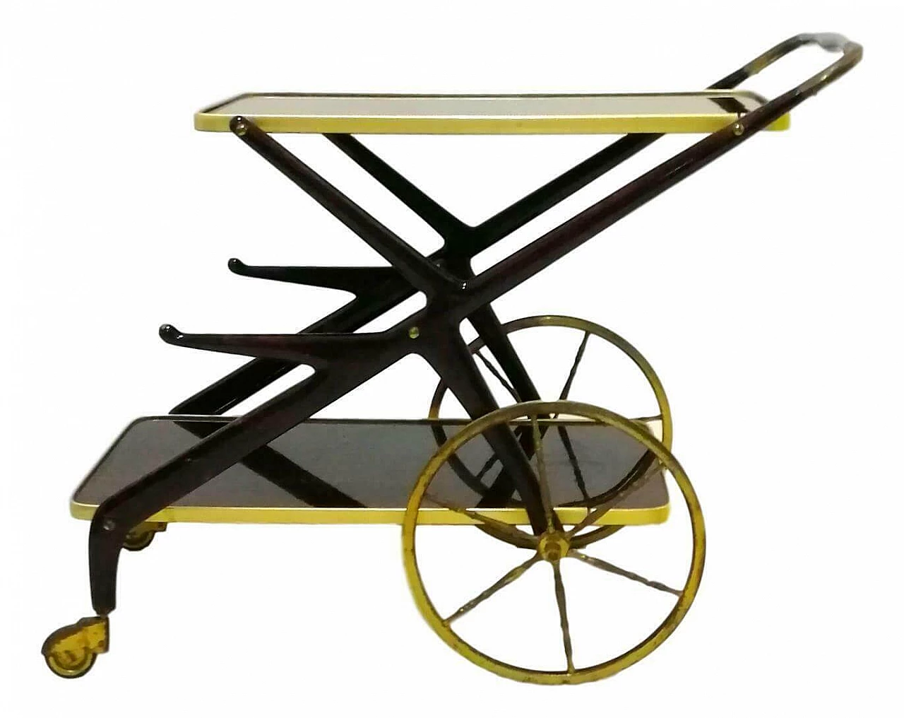 Bar trolley in brass and wood by Cesare Lacca, 1960s 1164677