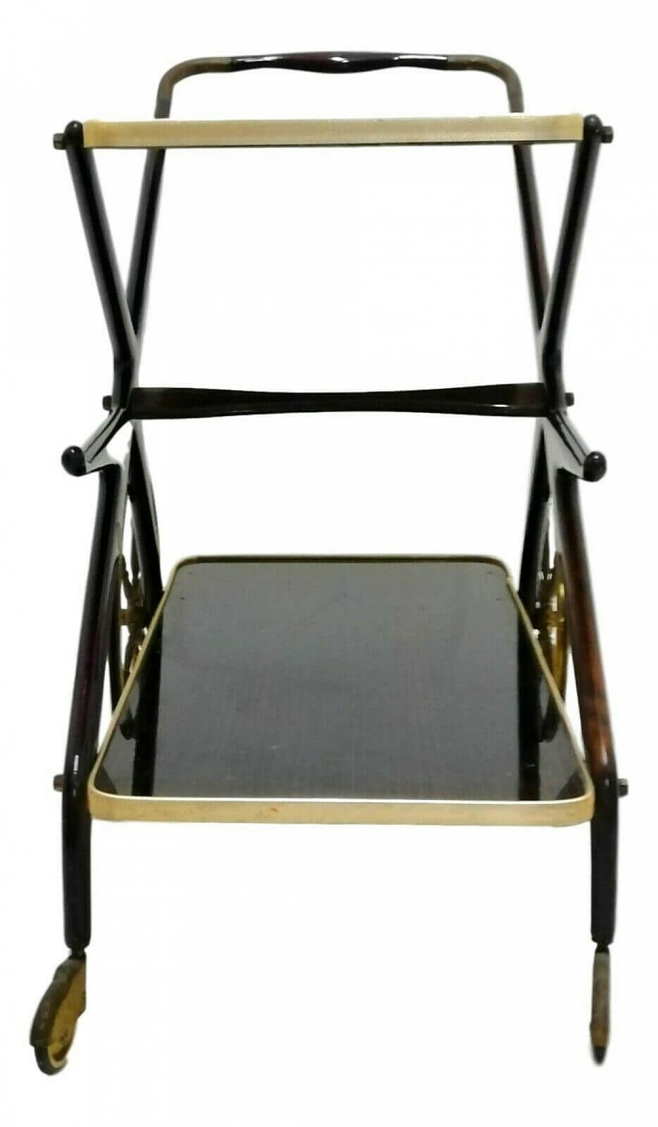 Bar trolley in brass and wood by Cesare Lacca, 1960s 1164679