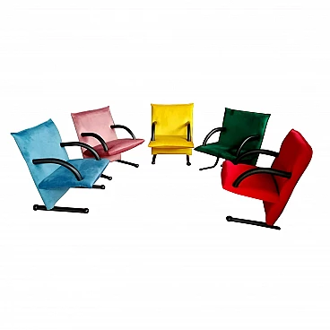 5 T-Line armchairs by Burkhard Vogtherr for Arflex, 1980s