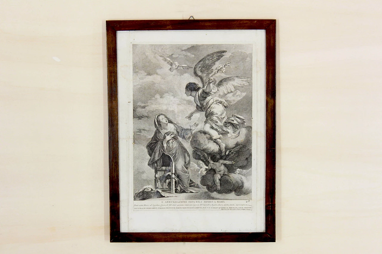 Antique etching with Annunciation,  19th century 1164970