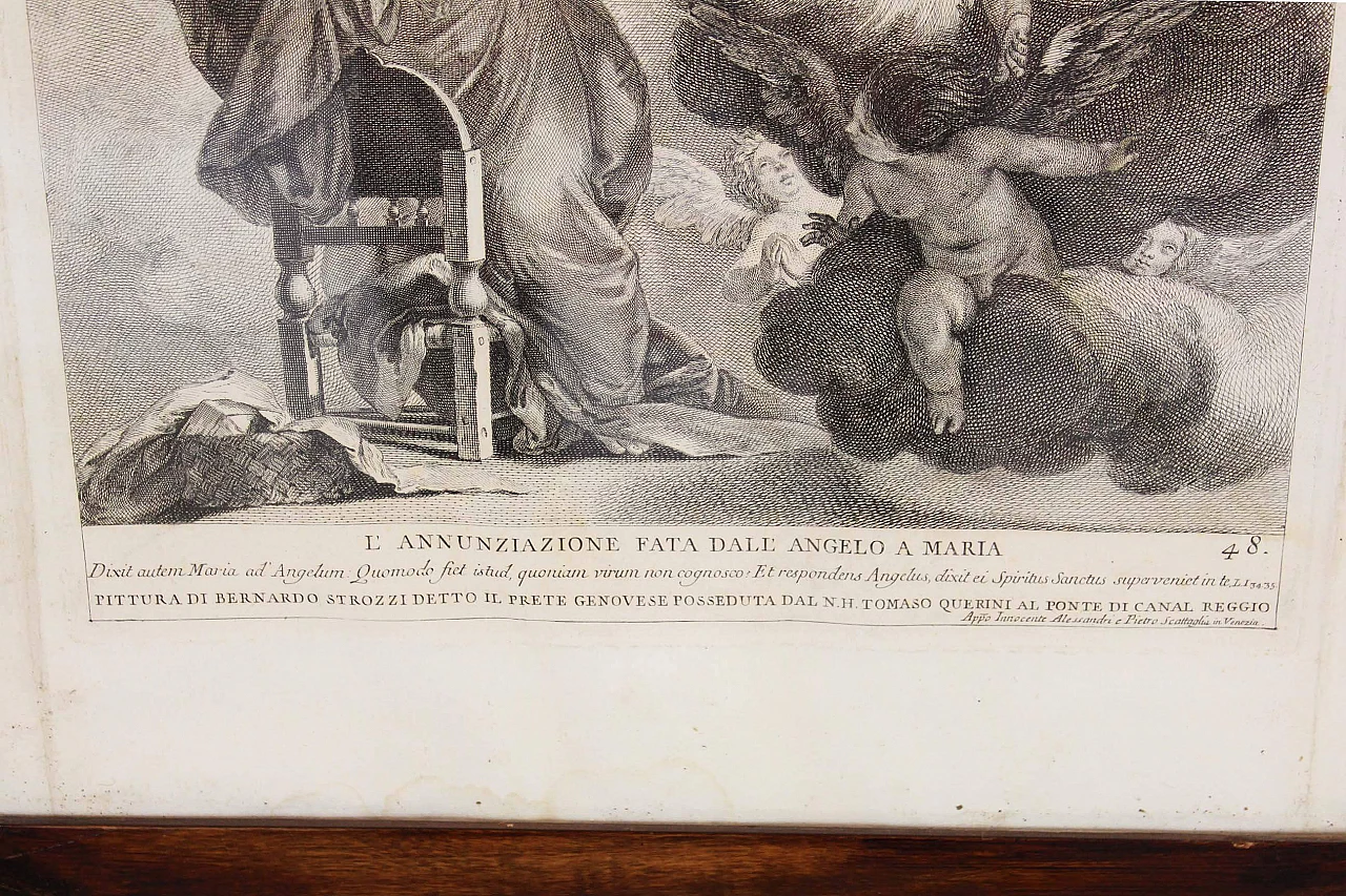 Antique etching with Annunciation,  19th century 1164973