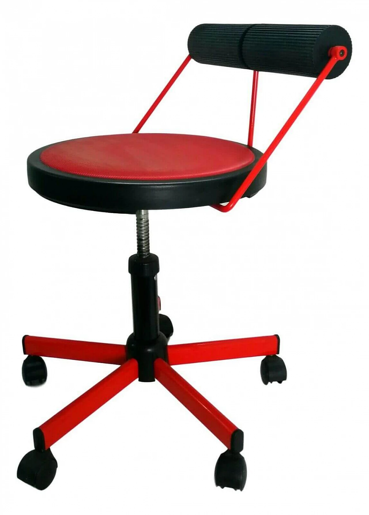 Sedia di design rosso e nera, anni '70 1165020