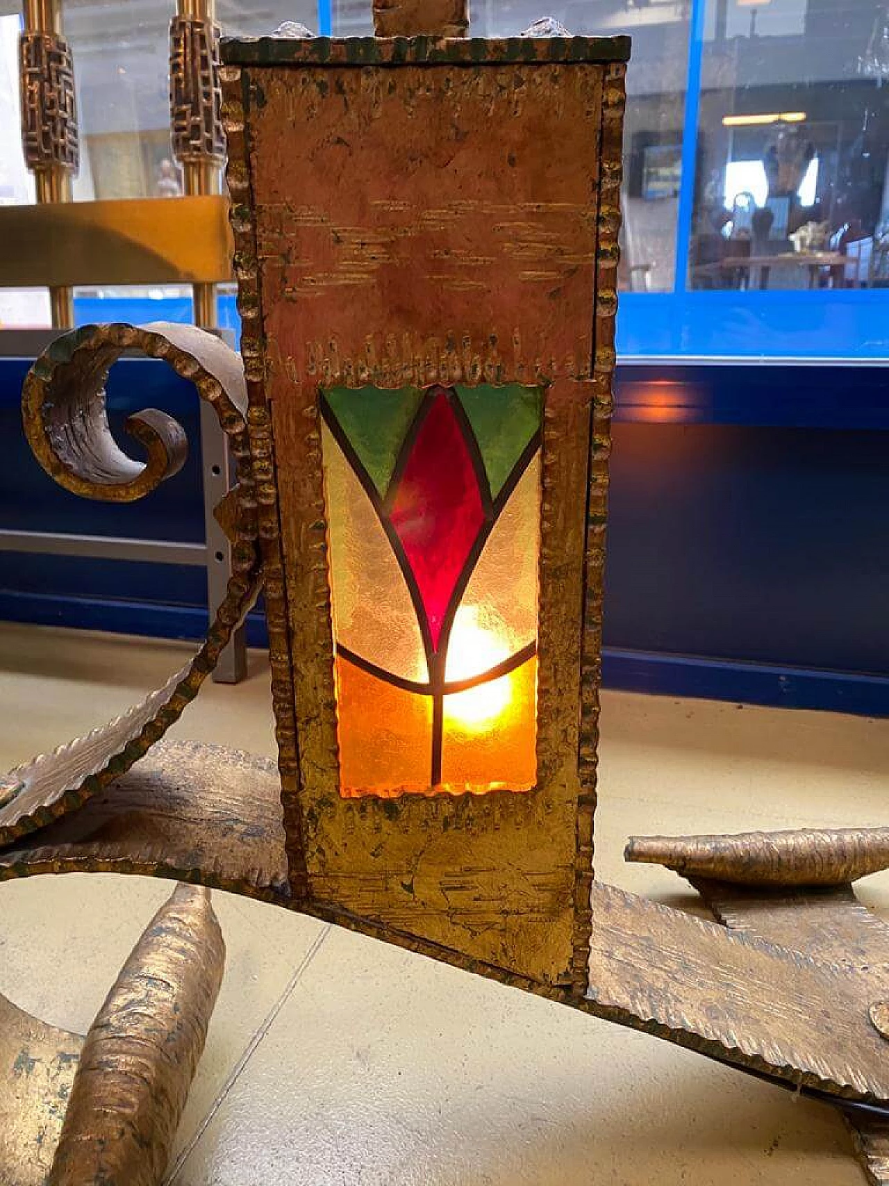 Big brutalist floor lamp, 60's 1165036