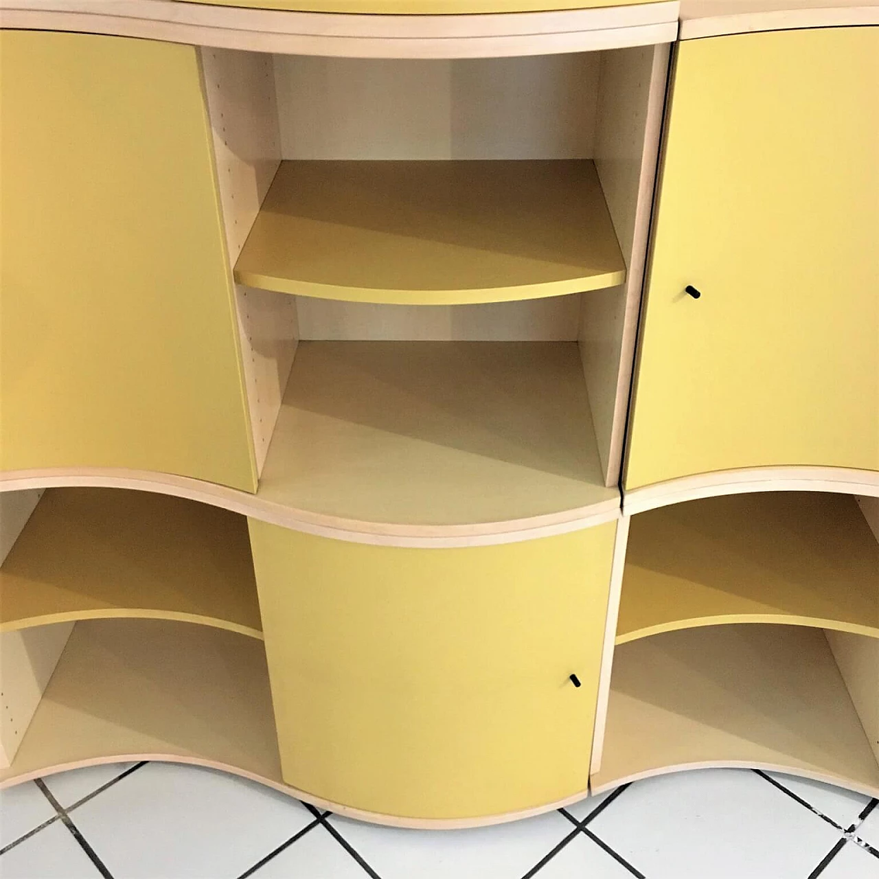 Modular bookcase maple, yellow satin lacquered doors 1165150