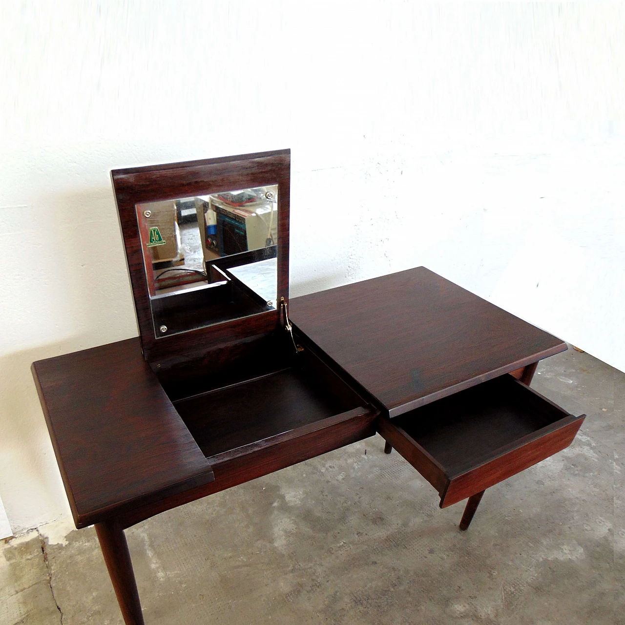 Danish rosewood coiffeuse desk with mirror, 60s 1165207